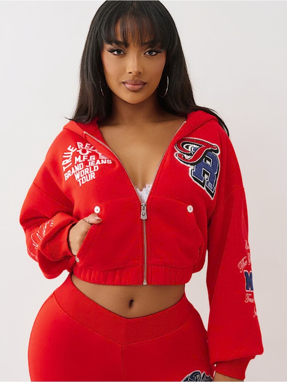 True Religion Crystal Patch Zip Hoodie